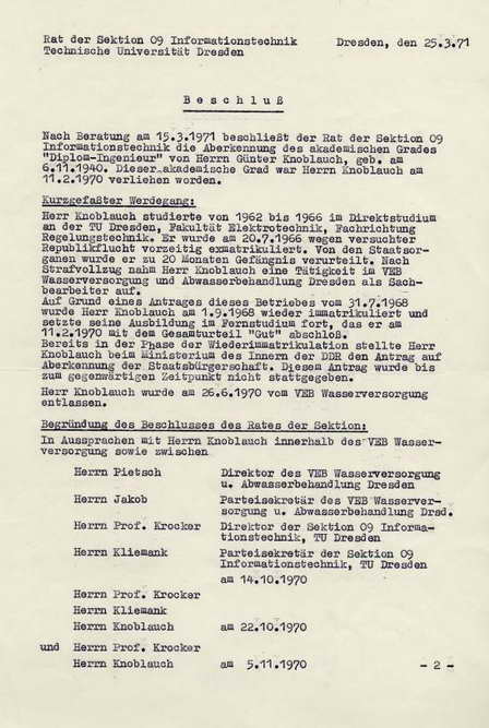 TU Dresden - Sektion Informationstechnik - Ein schwarzes Kapitel .... TU Dresden - Sektion Informationstechnik - Ein schwarzes Kapitel ....